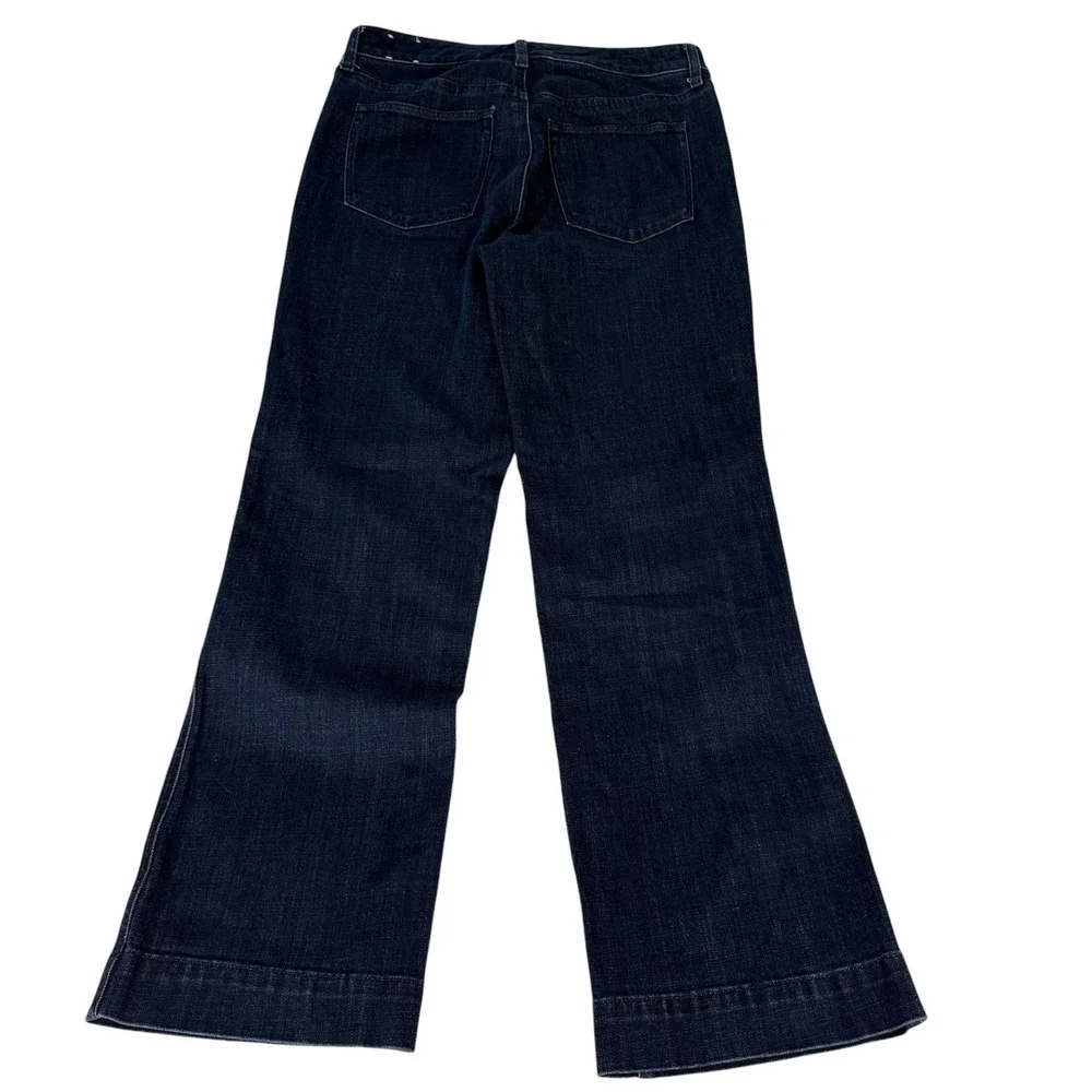 Talbots Womens Dark Wash Trouser Jeans Wide Leg High Rise Blue Size 6‎